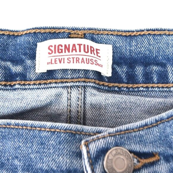Signature by Levi Strauss Denim Shorts Jort W38 Blue Relaxed Fit 5-Pocket Cutoff - Picture 8 of 11